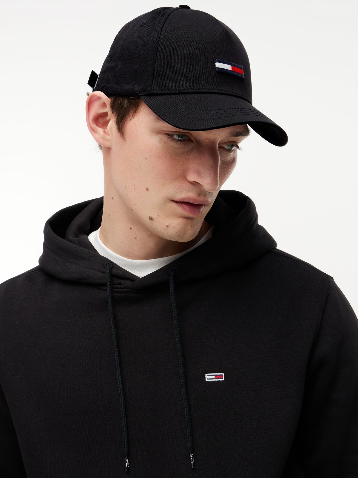 Flag Front Baseball Cap — Black