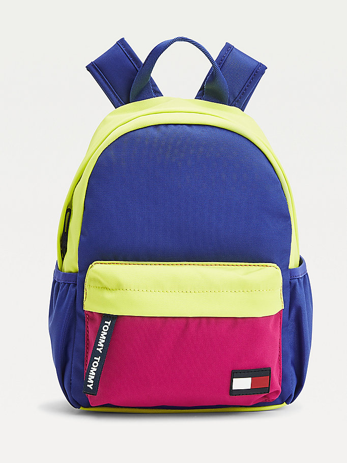 purple kids' colour-blocked small backpack for kids unisex tommy hilfiger