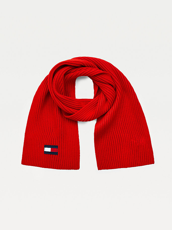 red kids' rib-knit scarf for kids unisex tommy hilfiger