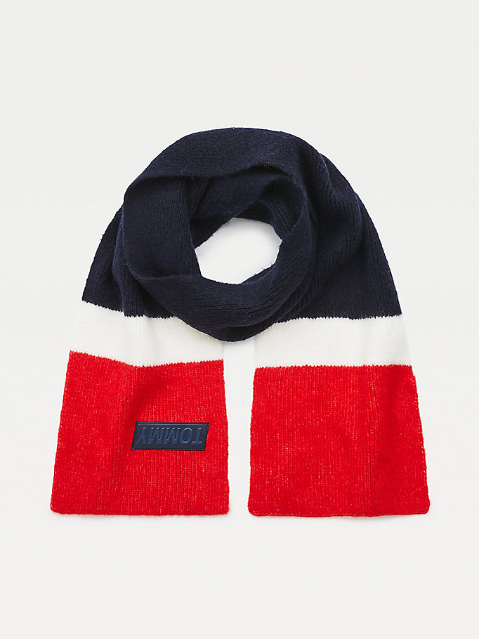 blue youth knitted scarf for kids unisex tommy hilfiger