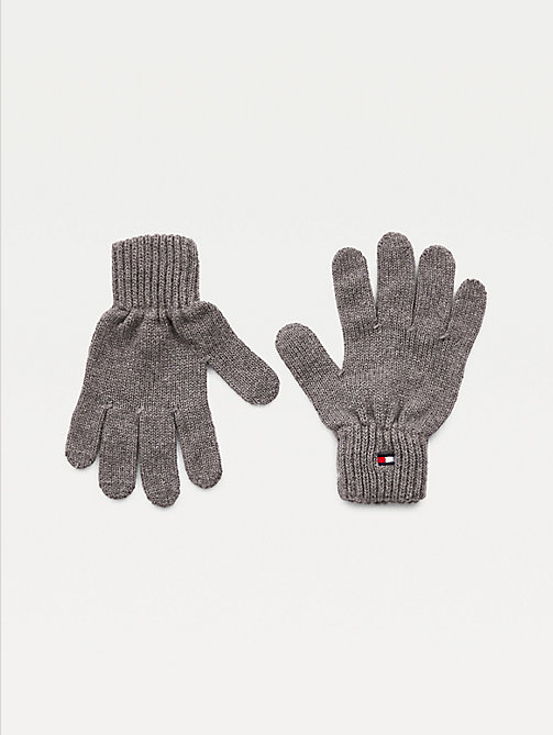 grey kids' organic cotton gloves for kids unisex tommy hilfiger