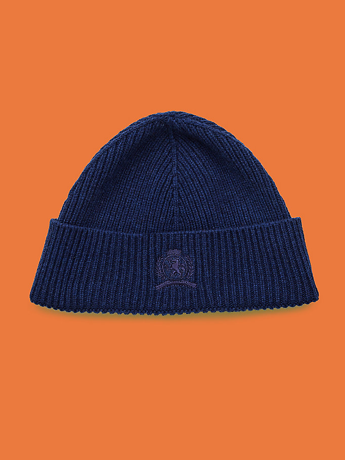 blue th collection alpaca knit beanie for unisex tommy hilfiger