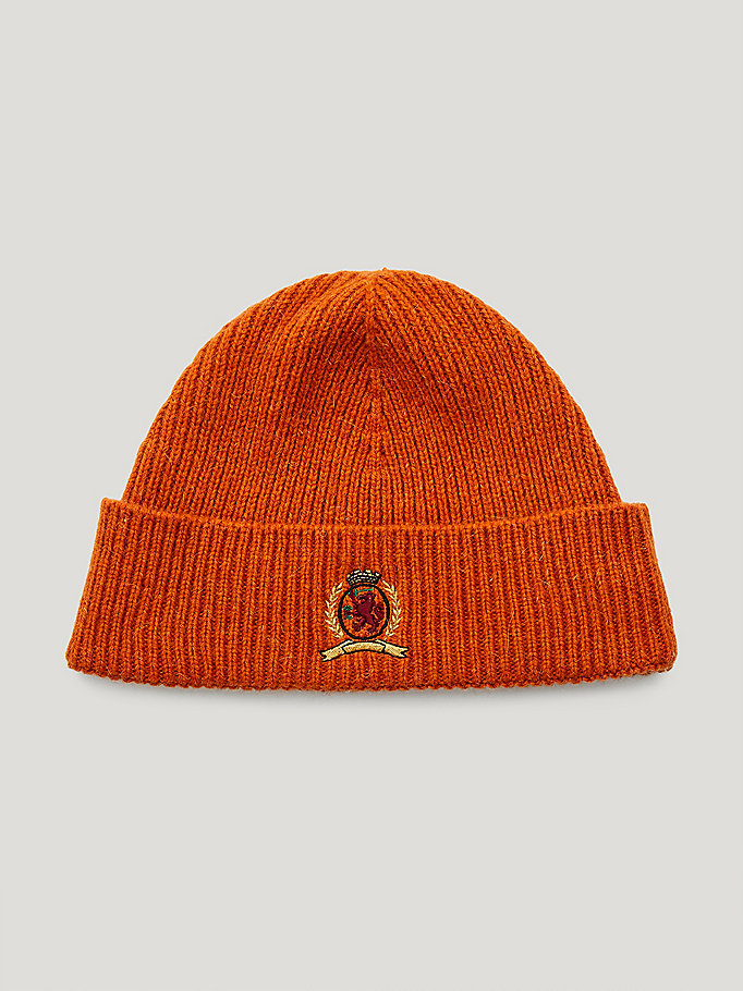 orange th collection alpaca knit beanie for unisex tommy hilfiger
