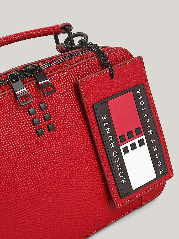 red tommyxromeo leather trunk bag for unisex tommy hilfiger