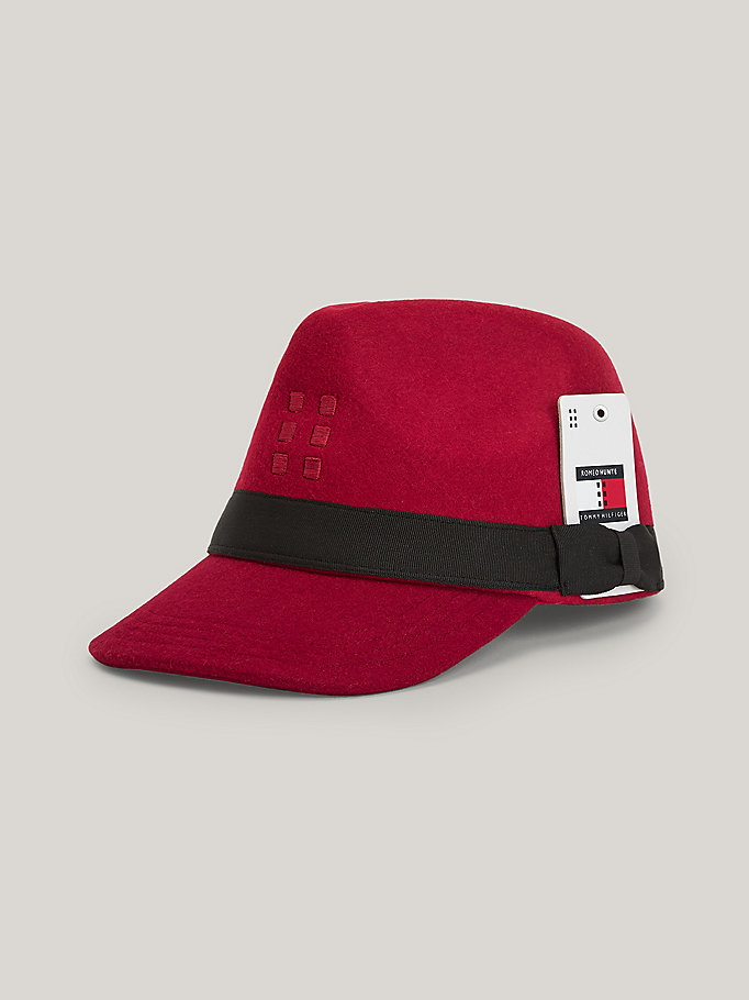 red tommyxromeo dual-gender hybrid wool cap for unisex tommy hilfiger