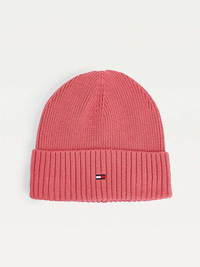 red kids' small flag beanie for kids unisex tommy hilfiger