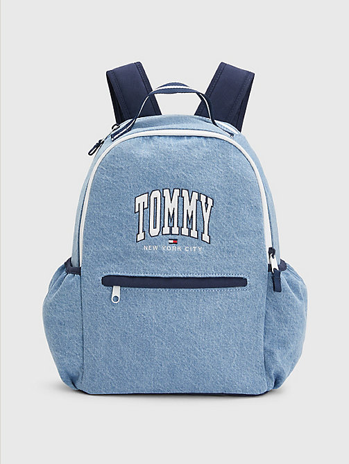 mochila de niños en tejido denim con logo denim de kids unisex tommy hilfiger