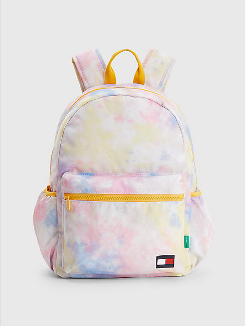white kids' tie-dye contrast trim backpack for kids unisex tommy hilfiger