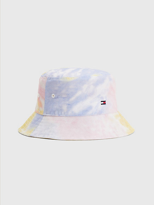 white kids' tie-dye bucket hat for kids unisex tommy hilfiger
