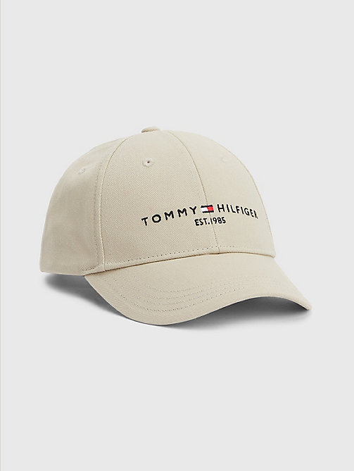beige kids' th established logo embroidery cap for kids unisex tommy hilfiger