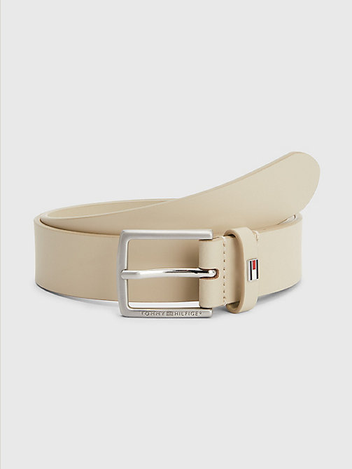 beige kids' classics leather belt for kids unisex tommy hilfiger
