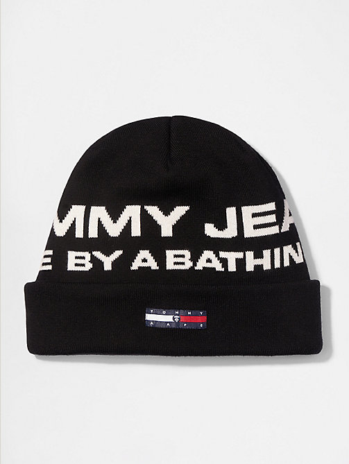black tommy x aape beanie for unisex tommy jeans