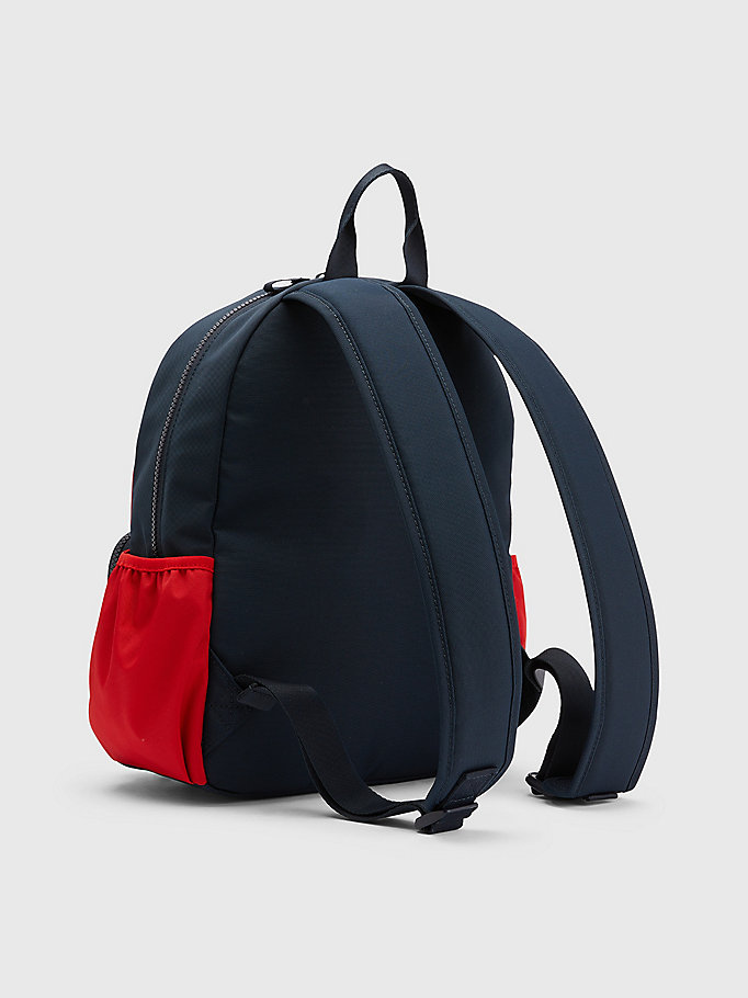 red kids' th established colour-blocked backpack for kids unisex tommy hilfiger