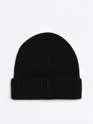 black kids' essential flag embroidery beanie for kids unisex tommy hilfiger