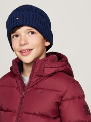 Kids Essential beanie met geborduurde vlag Blauw Tommy Hilfiger