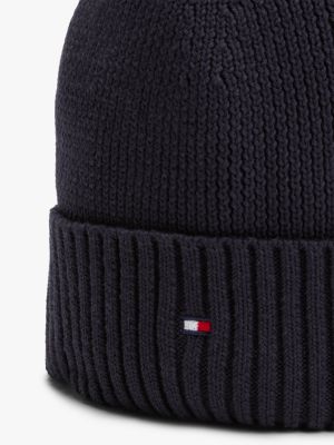 blue kids' essential flag embroidery beanie for kids unisex tommy hilfiger