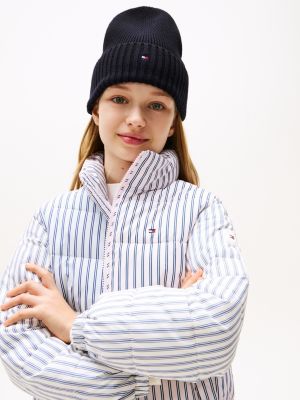 blue kids' essential flag embroidery beanie for kids unisex tommy hilfiger