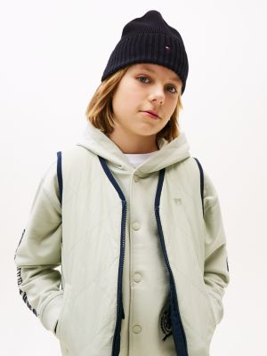 blue kids’ essential flag embroidery beanie for kids unisex tommy hilfiger