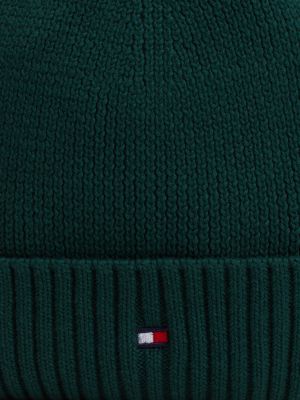 green kids’ essential flag embroidery beanie for kids unisex tommy hilfiger