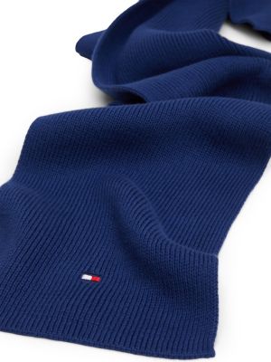 blue kids' essential flag embroidery scarf for kids gender inclusive tommy hilfiger