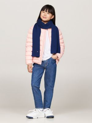 blau kids essential schal mit aufgestickter flag für gender-inclusive kinder - tommy hilfiger