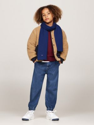 blau kids essential schal mit aufgestickter flag für gender-inclusive kinder - tommy hilfiger