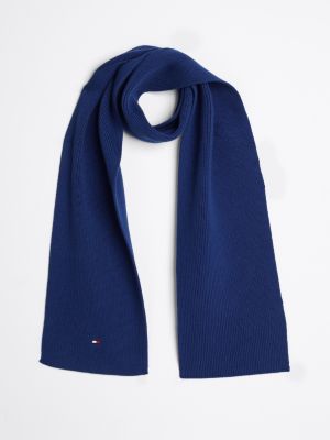 blue kids' essential flag embroidery scarf for kids gender inclusive tommy hilfiger