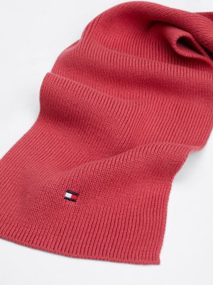 red kids' essential flag embroidery scarf for kids gender inclusive tommy hilfiger