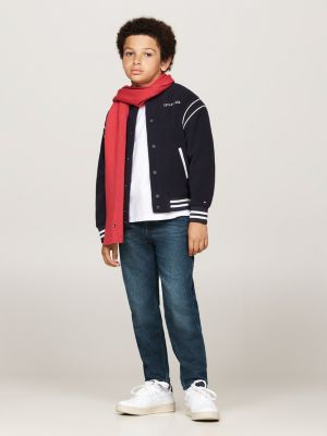 red kids' essential flag embroidery scarf for kids gender inclusive tommy hilfiger