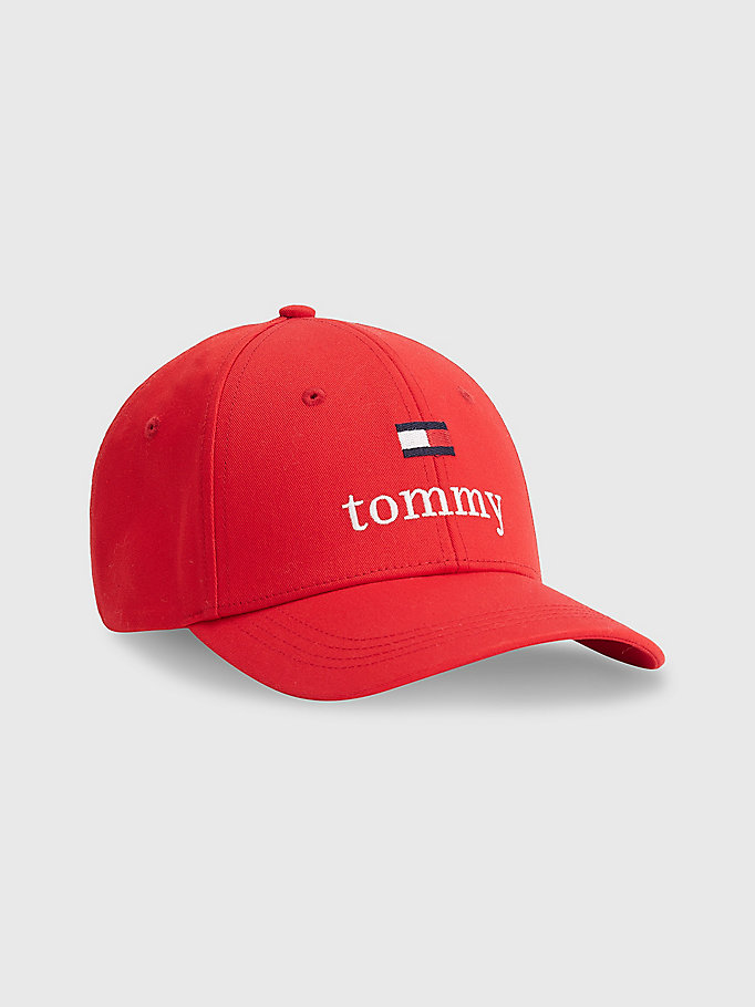 red serif logo baseball cap for unisex tommy jeans