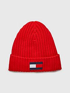 red kids' flag patch beanie for kids unisex tommy hilfiger