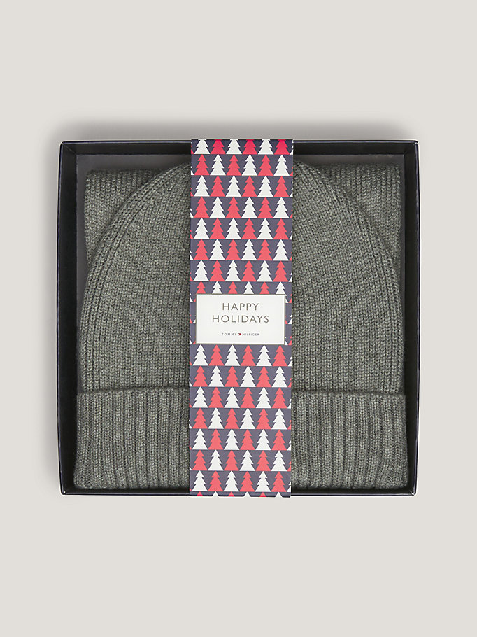 Kids' Flag Small Scarf And Beanie Gift Set | Grey | Tommy Hilfiger