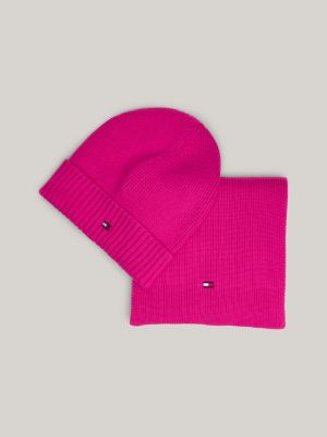Kids' Flag Small Scarf And Beanie Gift Set | Pink | Tommy Hilfiger