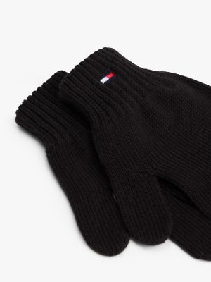 black kids' essential flag embroidery gloves for kids gender inclusive tommy hilfiger