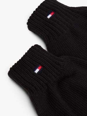 schwarz kids essential handschuhe mit flag-stickerei für gender-inclusive kinder - tommy hilfiger