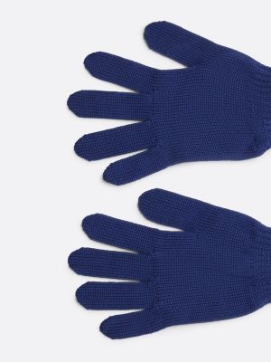 blue kids' essential flag embroidery gloves for kids gender inclusive tommy hilfiger