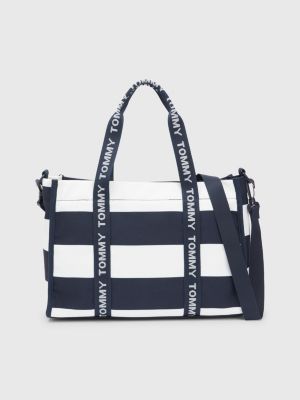 blauw kids prep shopper met logotape en strepen voor kids unisex - tommy hilfiger