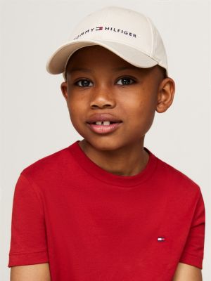 beige kids' essential logo cap for kids unisex tommy hilfiger