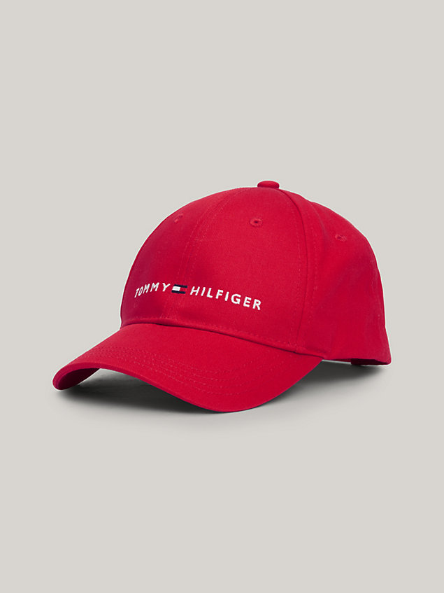 red melanżowa czapka z daszkiem essential dla dzieci unisex - tommy hilfiger