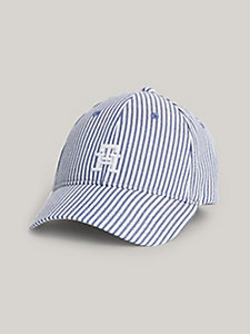blue kids' micro check monogram baseball cap for kids unisex tommy hilfiger