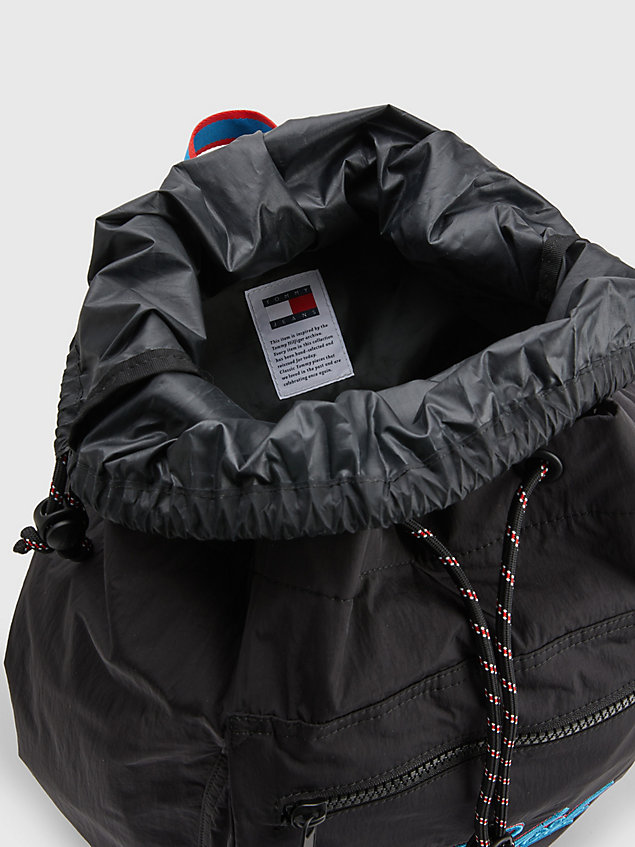black colour-blocked drawstring duffel bag for unisex tommy jeans