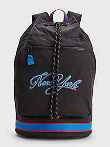 sac de sport colour-block à cordon noir pour unisex tommy jeans