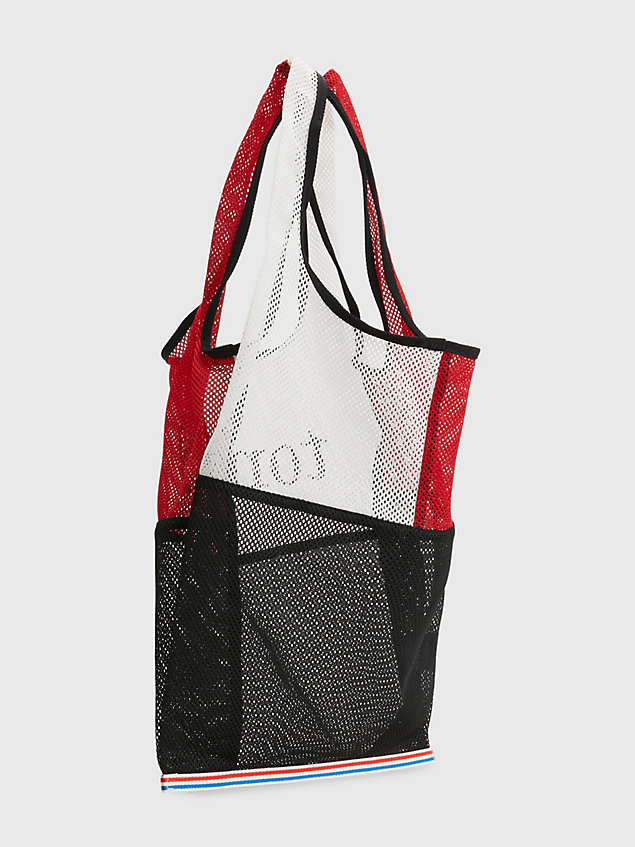 black colour-blocked mesh tank tote for unisex tommy jeans