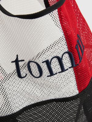 black colour-blocked mesh tank tote for unisex tommy jeans