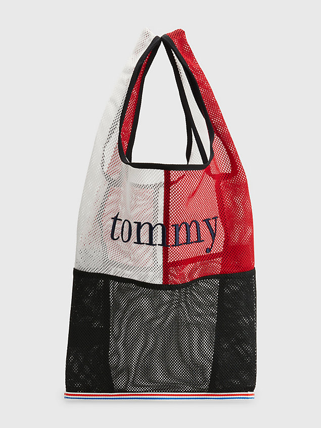 black colour-blocked mesh tank tote for unisex tommy jeans