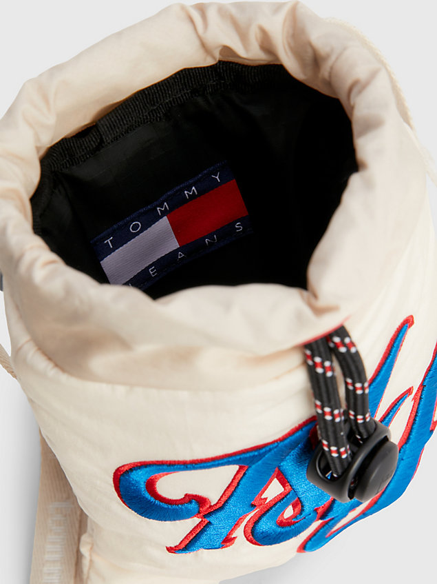 beige toggle drawstring small pouch for unisex tommy jeans
