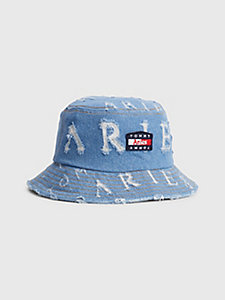 blue tommy jeans x aries denim bucket hat for unisex tommy jeans