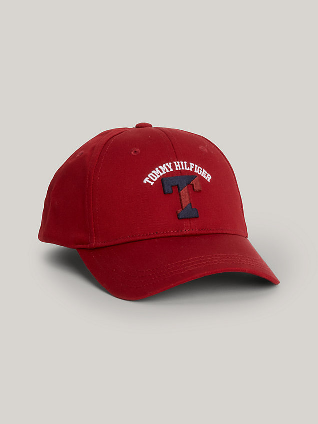 red kids' varsity baseball cap for kids unisex tommy hilfiger