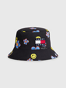 black tommy jeans x smiley® reversible bucket hat for unisex tommy jeans