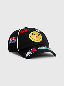 black tommy jeans x smiley® logo patch cap for unisex tommy jeans